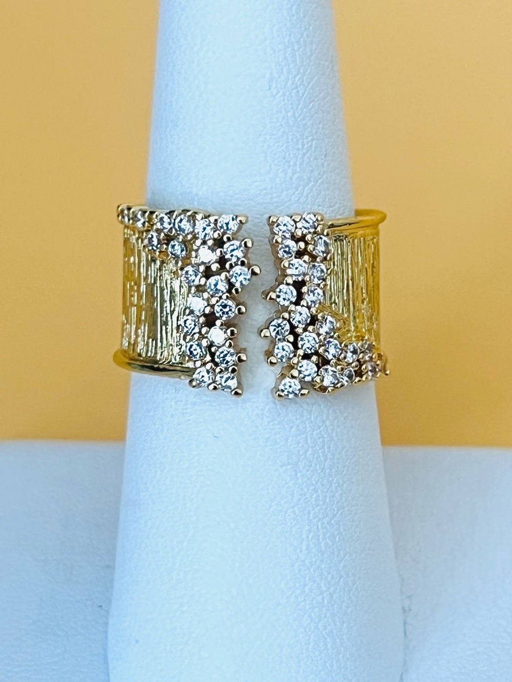 Gold plated and paved clear crystal Women's Ring size 7